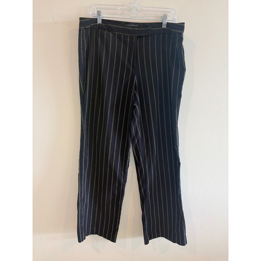 Lane Bryant Black Pinstripe Straight Leg Dress Pants Trousers 16 Average